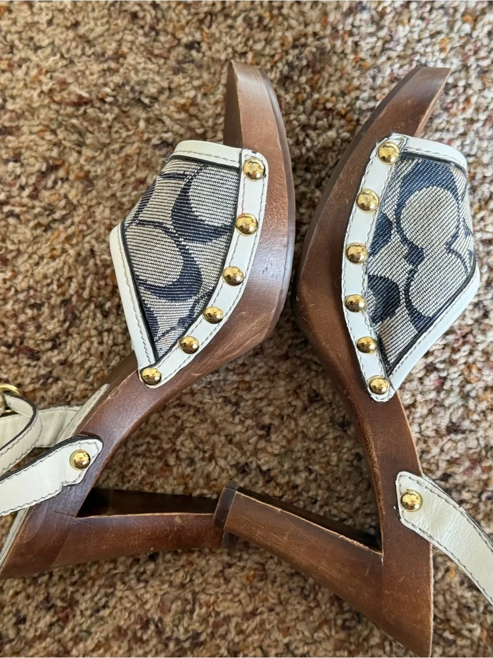 Coach Aeryn Canvas Heels with Gold Turnlock